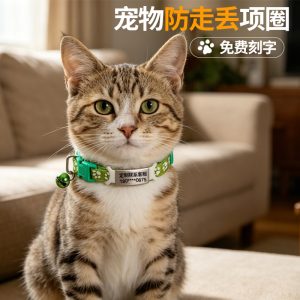 Cross-border hot-selling cute pet accessories, colorful bell engraved collars, universal for cats and dogs, source factory in-stock DIY