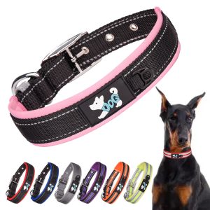 Space cotton lining dog collar, medium-large comfortable pet collar, sturdy reflective dog collar