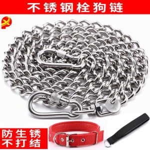 Authentic stainless steel dog leash, large dog, medium dog, small dog iron chain collar, dog leash, bite-proof bull leash