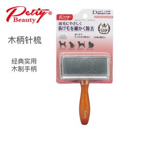 Pet comb, stainless steel needle comb, wooden handle dog comb, hair brush, dog comb, knot opening comb, wooden needle comb